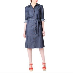 Chambray Button Up Indigo Shirt Dress - NO BELT